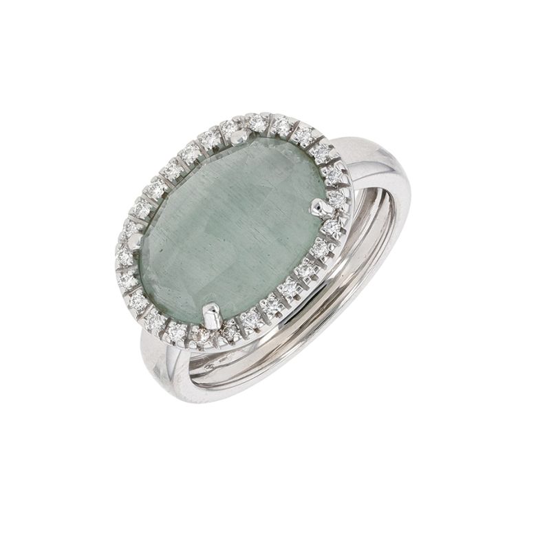 Bague aigue-marine 4.96 carats et diamants 0.15 carat or blanc 6.95g Comme neuf -  reconditionné disponible sur Gemme Les Bijoux